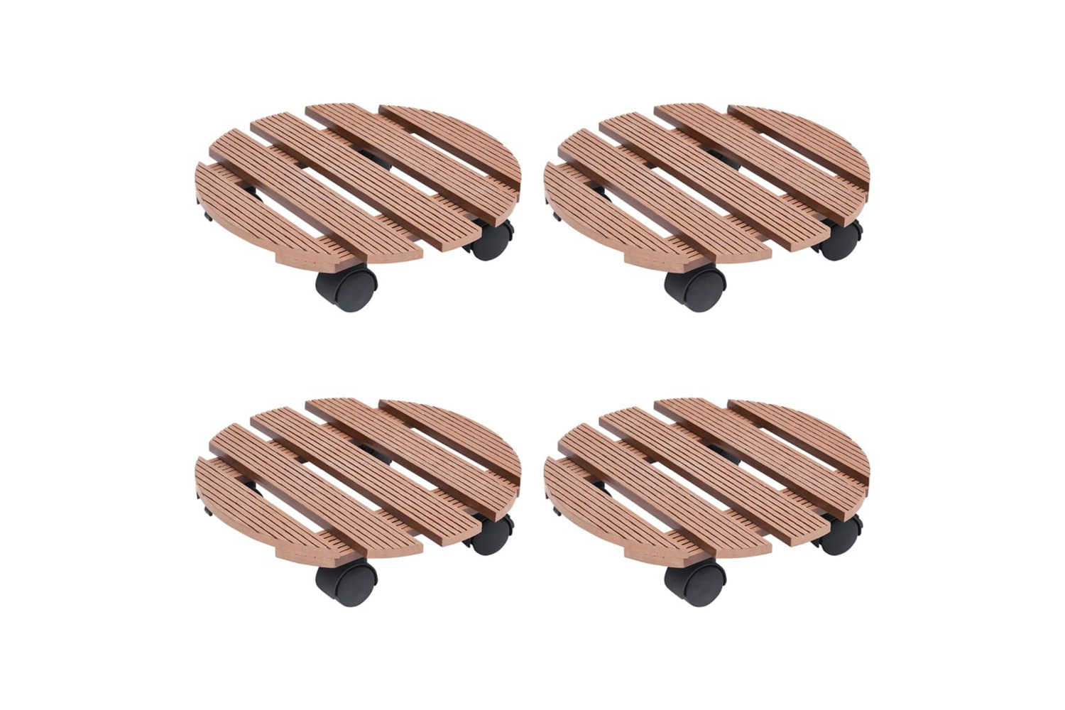 vidaXL 3143925 Plant Trolleys 4 Pcs Brown ÃÂ30x7,5cm Wpc