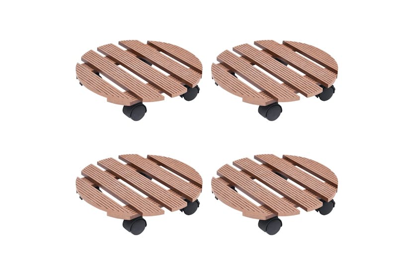 Vidaxl 3143925 Plant Trolleys 4 Pcs Brown Ã30x7,5 Cm Wpc