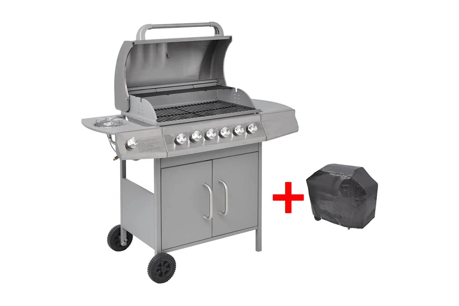 Vidaxl Gas Barbecue Grill 6+1 Cooking Zone Silver