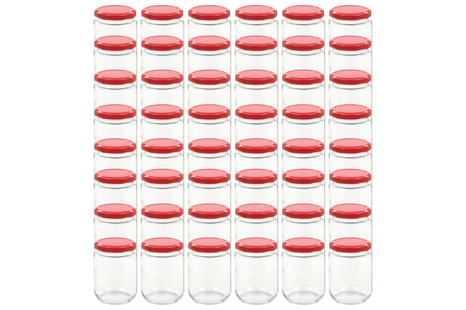 vidaXL 50800 Glass Jam Jars With Red Lid 48 Pcs 230 Ml