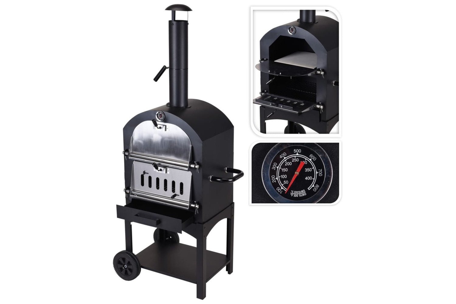 Progarden Bbq Pizza Oven Black