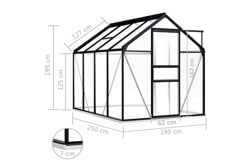 Vidaxl 48216 Greenhouse With Base Frame Anthracite Aluminium 4.75 Mâ²