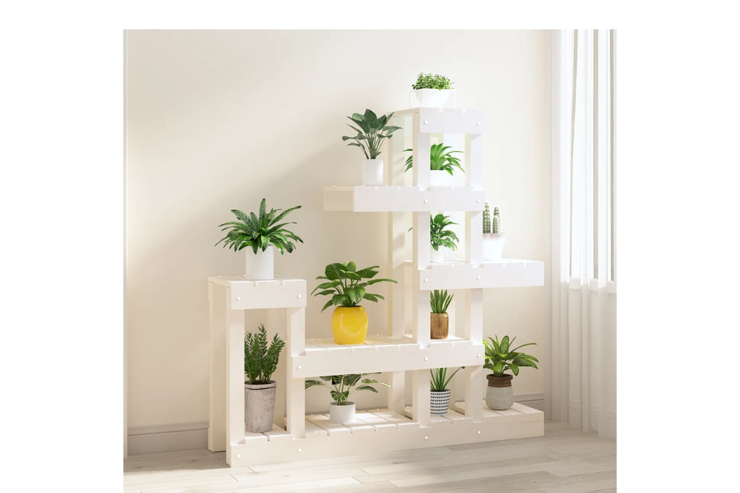 vidaXL 822103 Plant Stand White 92x25x97cm Solid Wood Pine