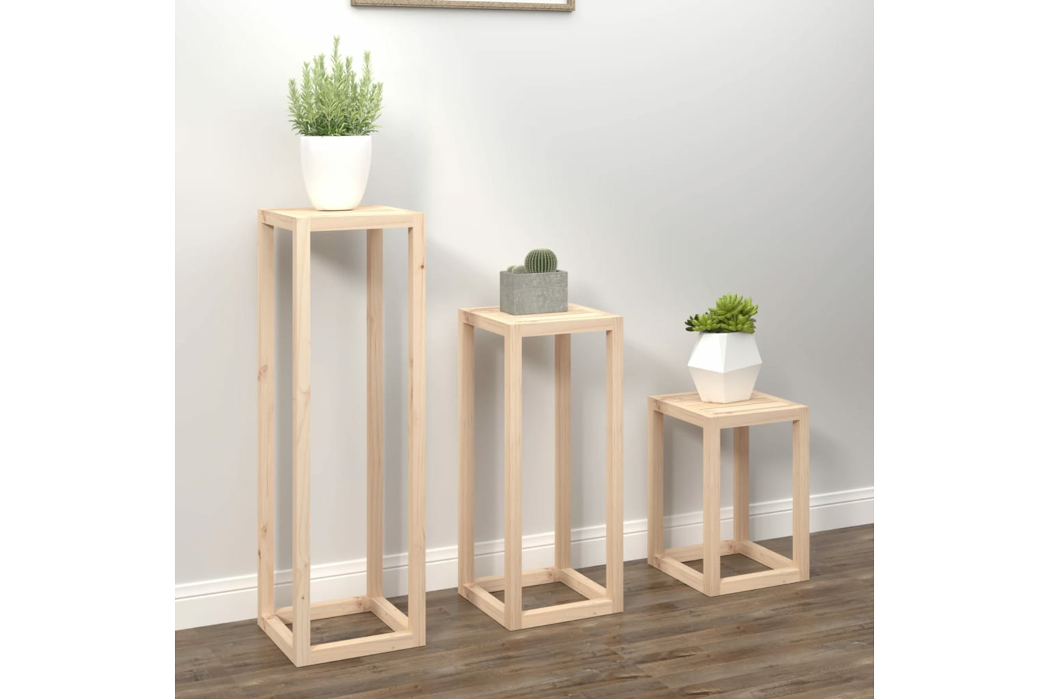 vidaXL 822267 3 Piece Plant Stand Set Solid Wood Pine