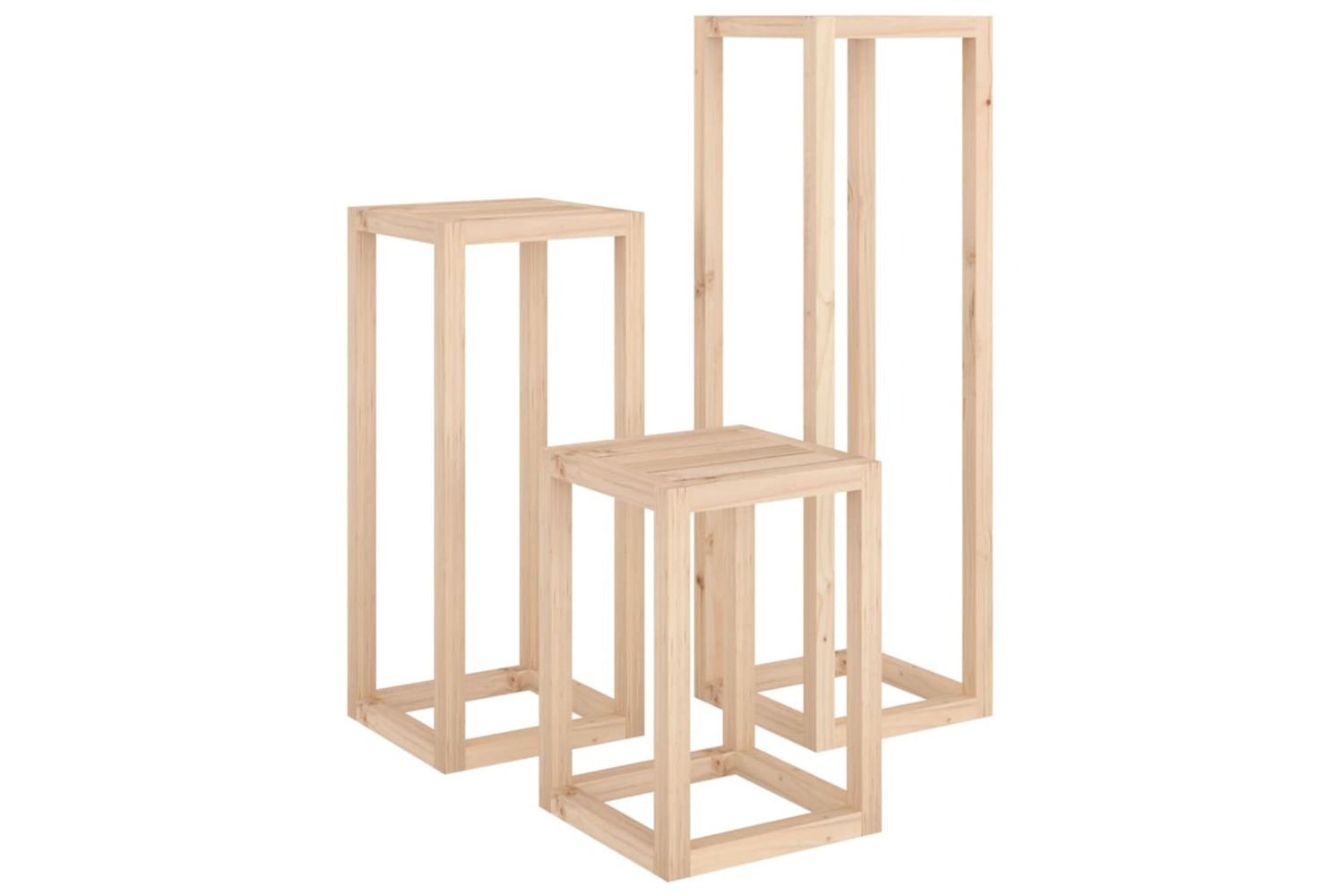 vidaXL 822267 3 Piece Plant Stand Set Solid Wood Pine
