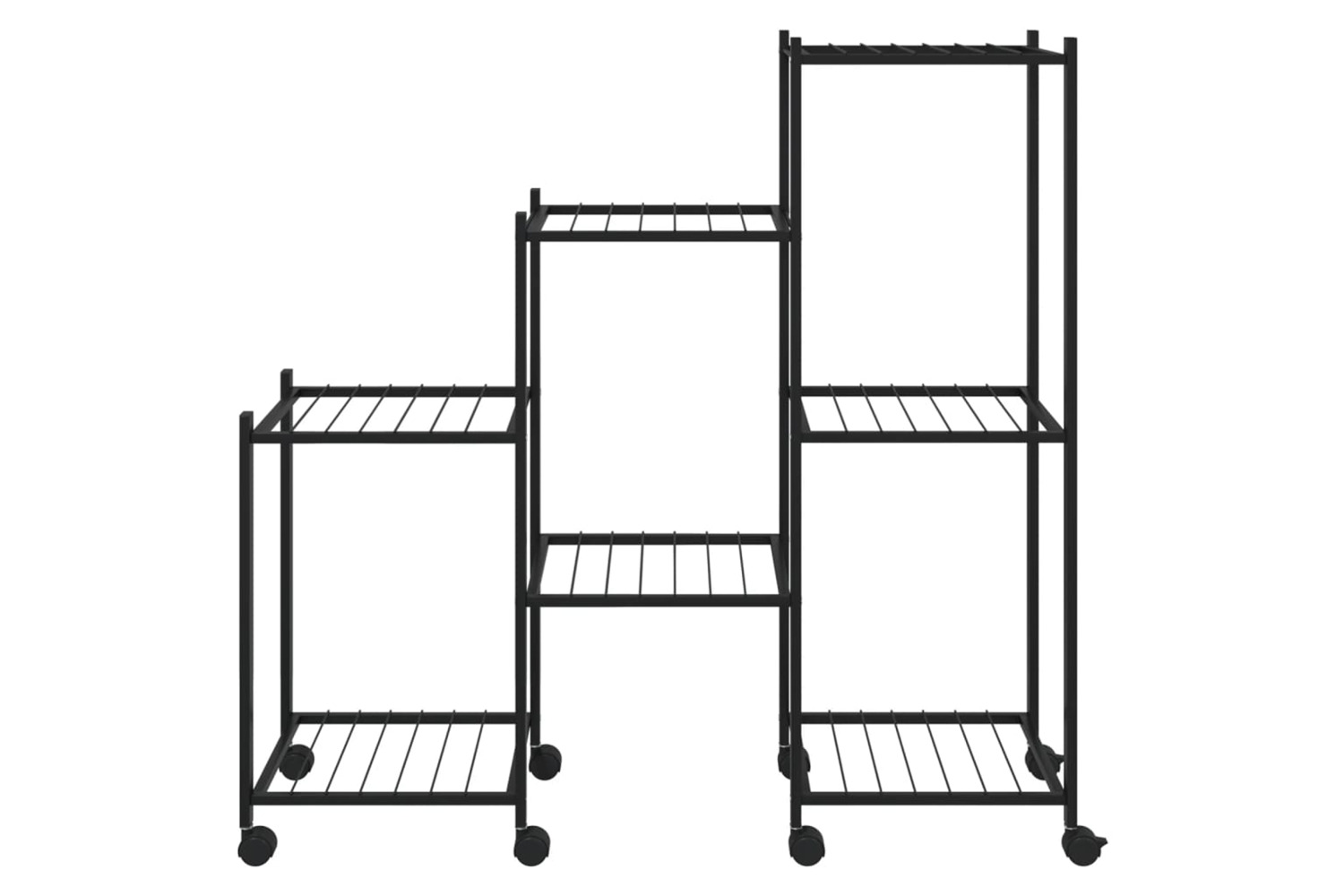 vidaXL 343130 Flower Stand With Wheels 83x25x83.5cm Black Iron