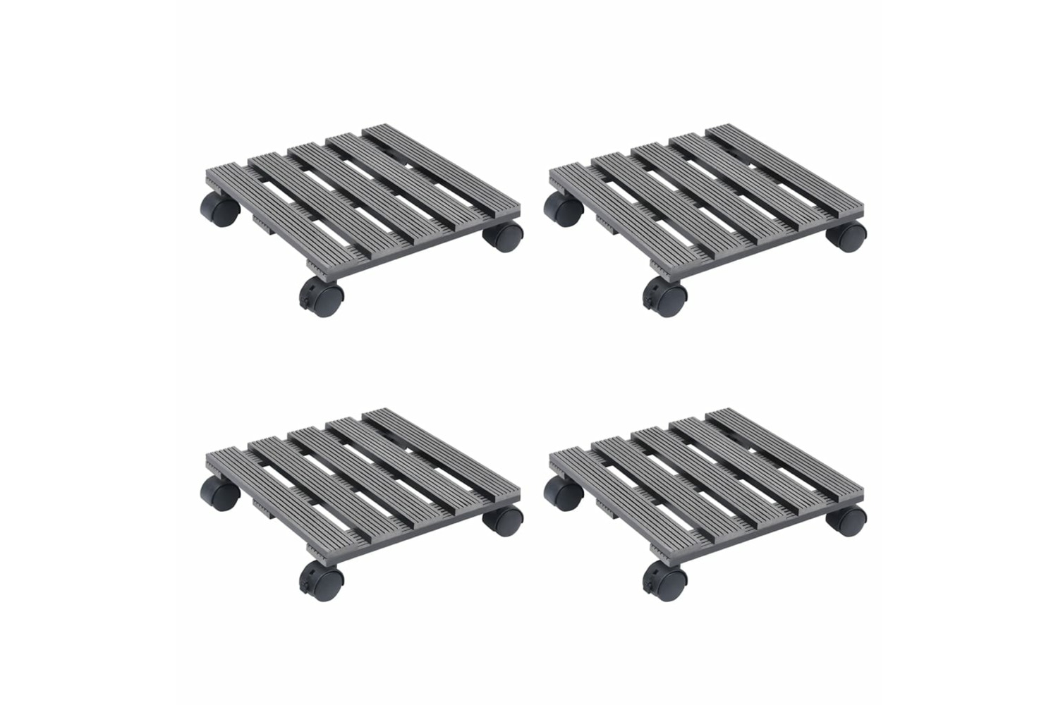 vidaXL 3143926 Plant Trolleys 4 Pcs Grey 30x30x7,5cm Wpc