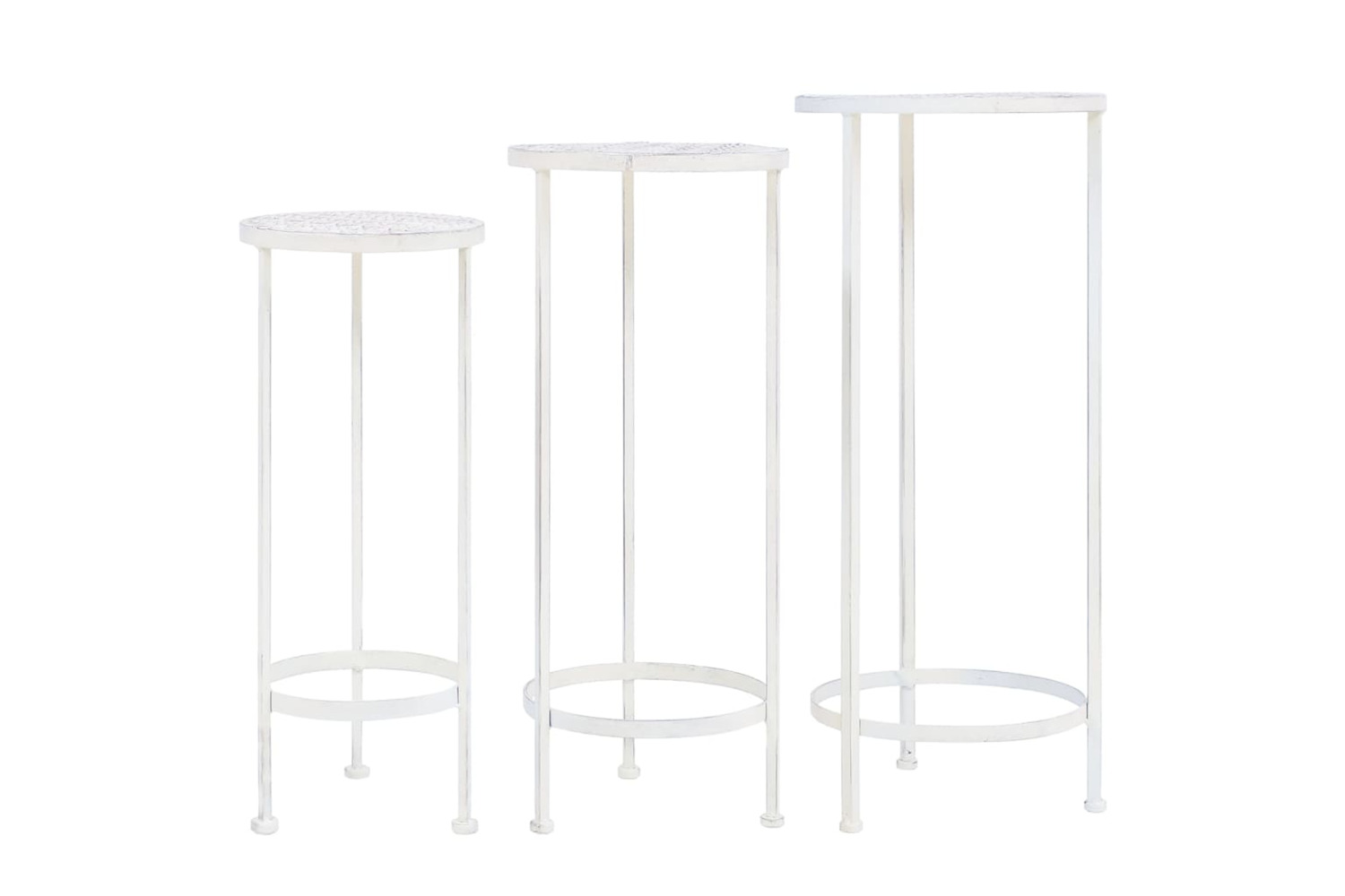 vidaXL 245937 Plant Stand Set 3 Pieces Vintage Style Metal Antique White