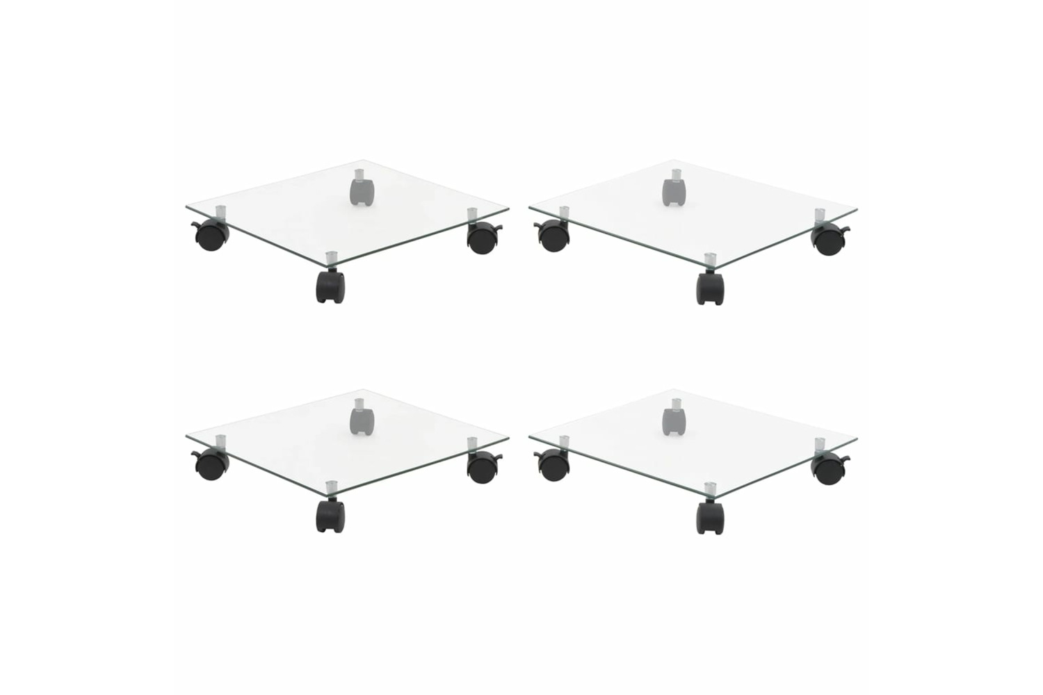 vidaXL 3144027 Plant Rollers 4 Pcs 35x35cm Tempered Glass Square