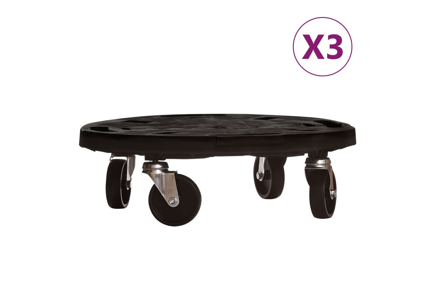 Vidaxl Plant Trolleys With Wheels 3 Pcs Diameter 40 Cm Black 275 Kg