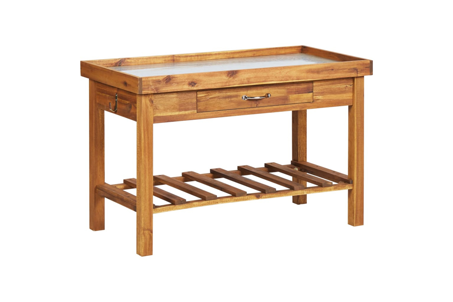 vidaXL 46561 Garden Work Bench With Zinc Top Solid Acacia Wood