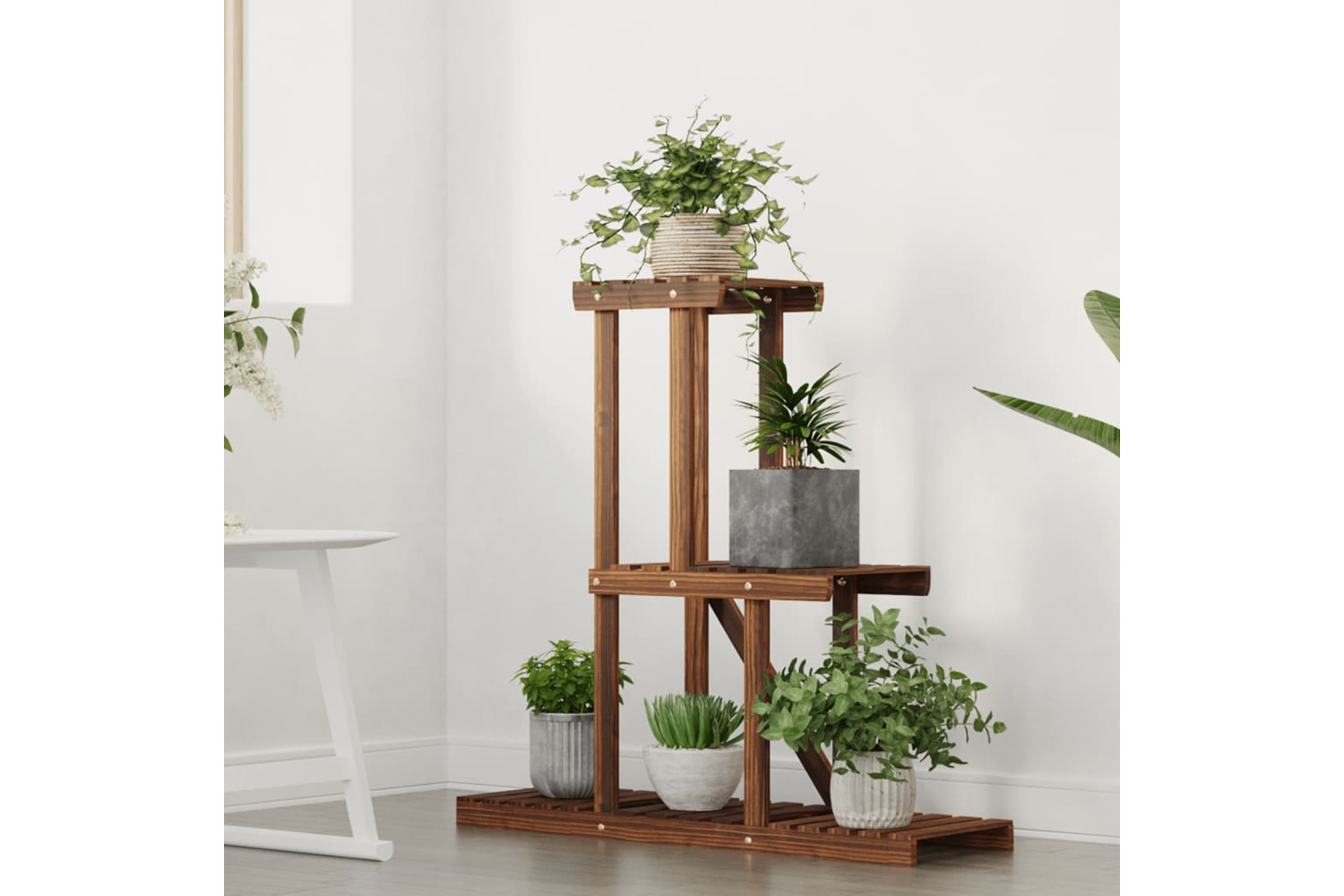 vidaXL 362871 Flower Stand 81x25x75.5cm Solid Wood Fir