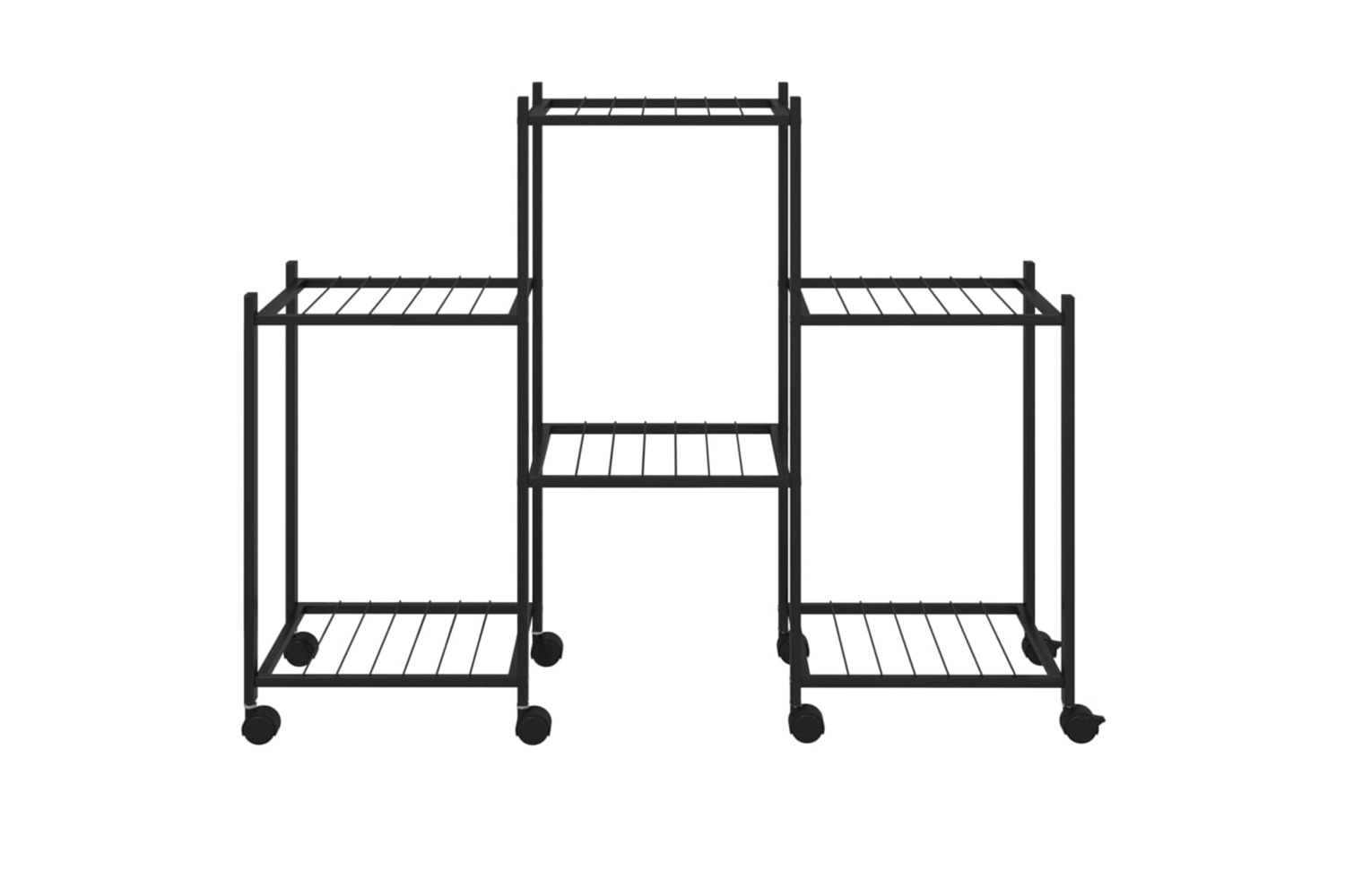 vidaXL 343126 Flower Stand With Wheels 83x25x63.5cm Black Iron