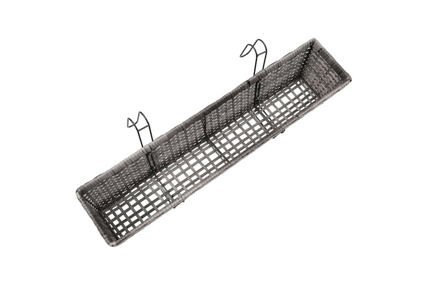 Vidaxl 45429 Balcony Raised Beds 2 Pcs 80 Cm Grey Poly Rattan