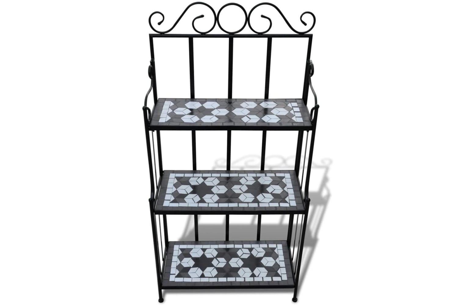 vidaXL 41133 Plant Stand Plant Display Black White Mosaic Pattern