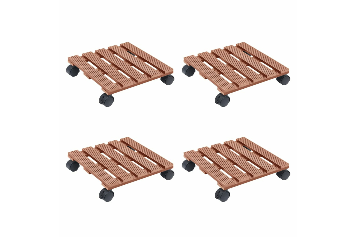 vidaXL 3143927 Plant Trolleys 4 Pcs Brown 30x30x7,5cm Wpc