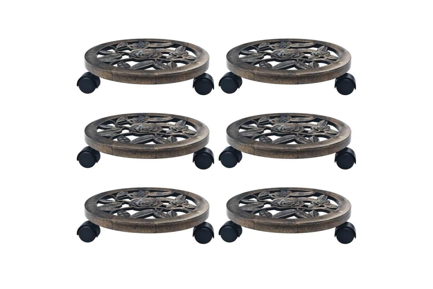 vidaXL 48227 Plant Trolleys 6 Pcs Bronze 30cm Plastic