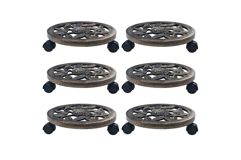 Vidaxl 48227 Plant Trolleys 6 Pcs Bronze 30 Cm Plastic