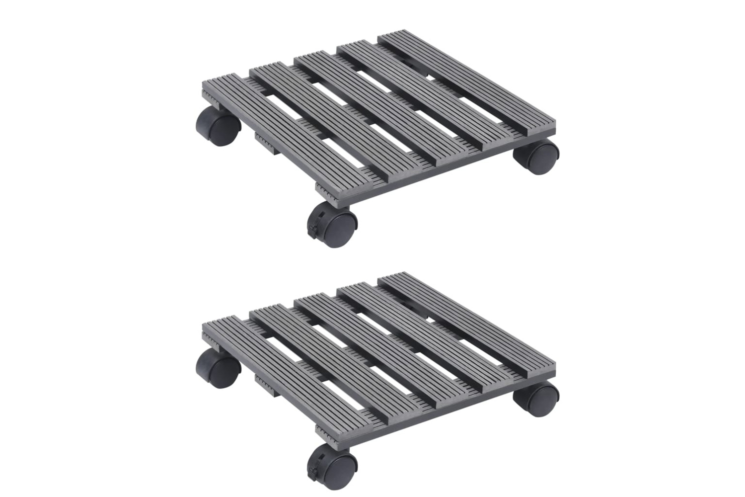 vidaXL 149034 Plant Trolleys 2 Pcs Grey 30x30x7.5cm Wpc
