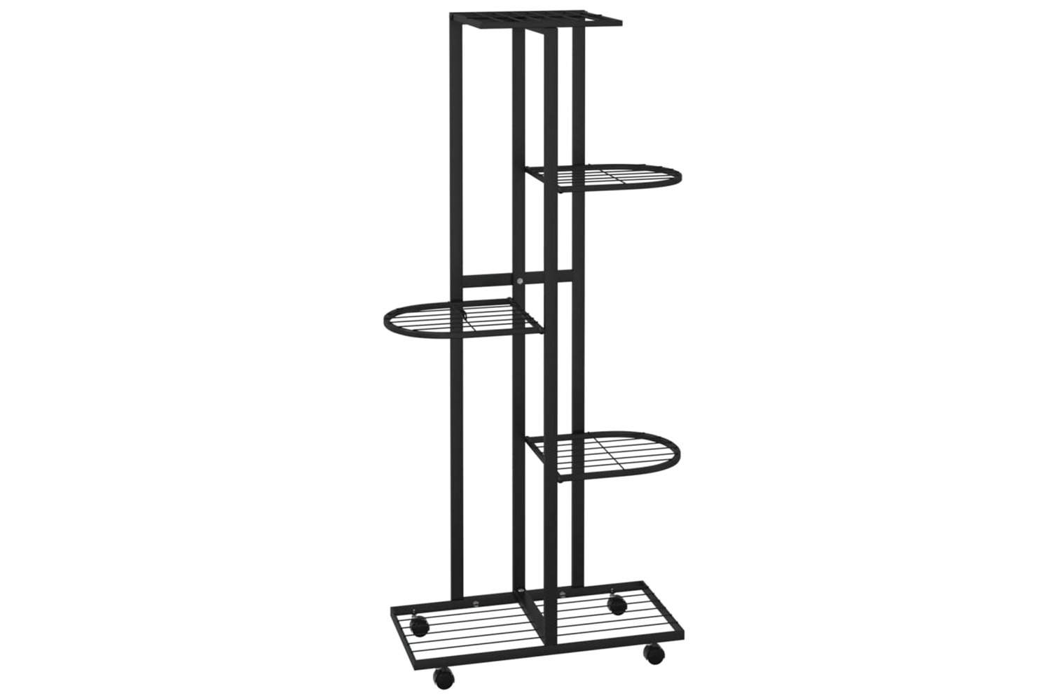 vidaXL 343117 5-floor Flower Stand With Wheels 44x23x100cm Black Iron