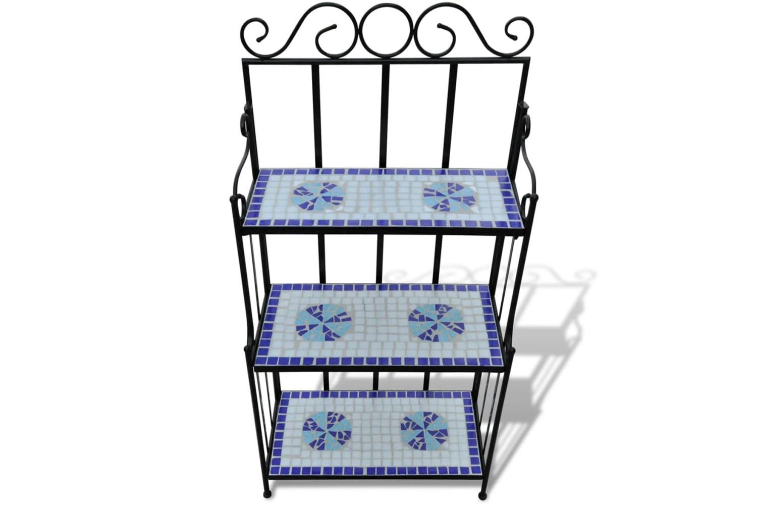 Vidaxl 41132 Plant Stand Plant Display Blue White Mosaic Pattern