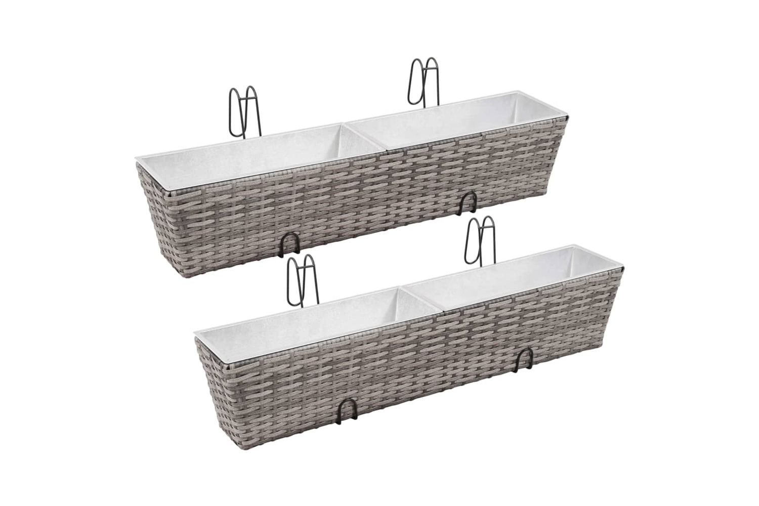 vidaXL 45429 Balcony Raised Beds 2 Pcs 80cm Grey Poly Rattan