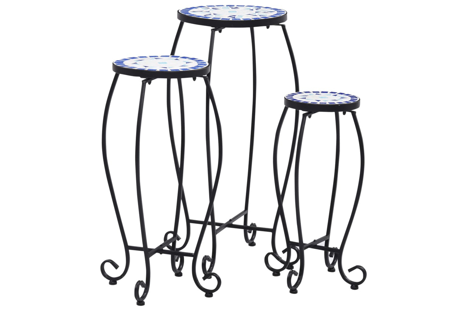 vidaXL 46702 Mosaic Tables 3 Pcs Blue And White Ceramic