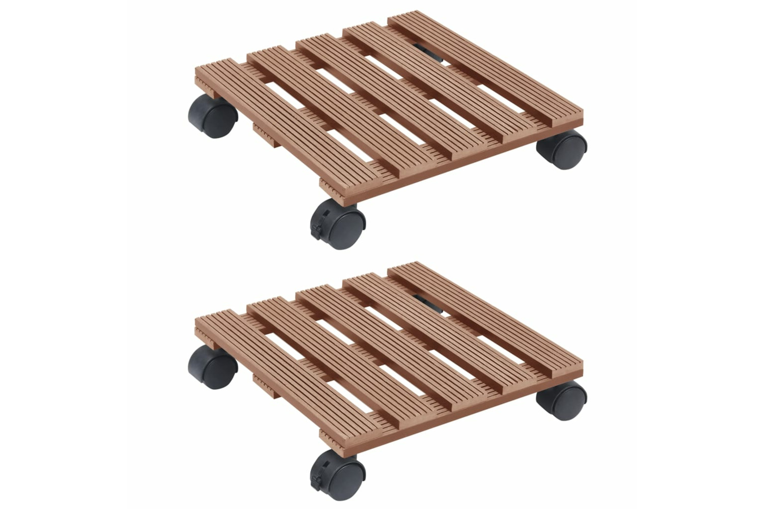 vidaXL 149035 Plant Trolleys 2 Pcs Brown 30x30x7.5cm Wpc