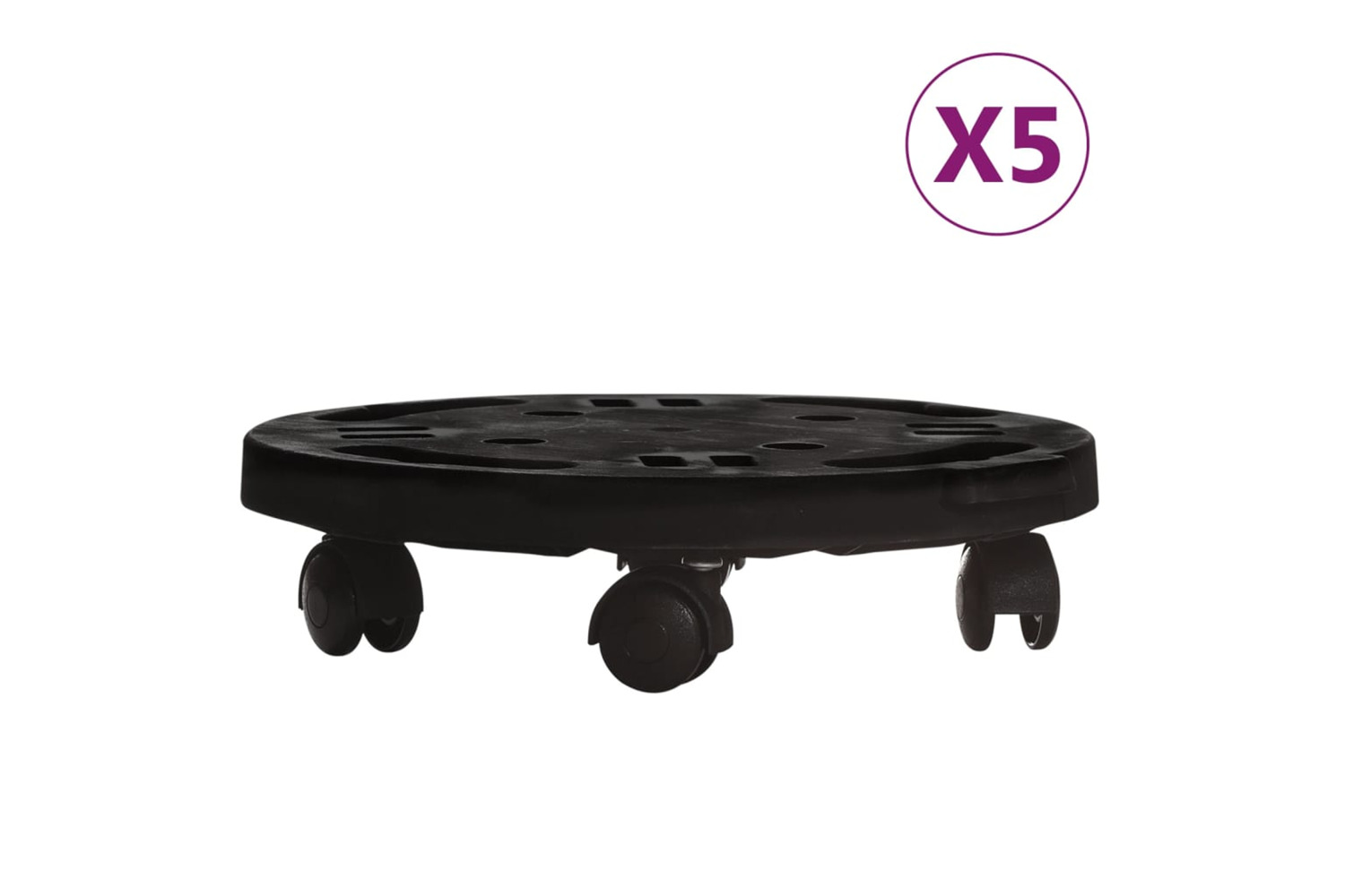 Vidaxl Plant Trolleys With Wheels 5 Pcs Diameter 30 Cm Black 170 Kg