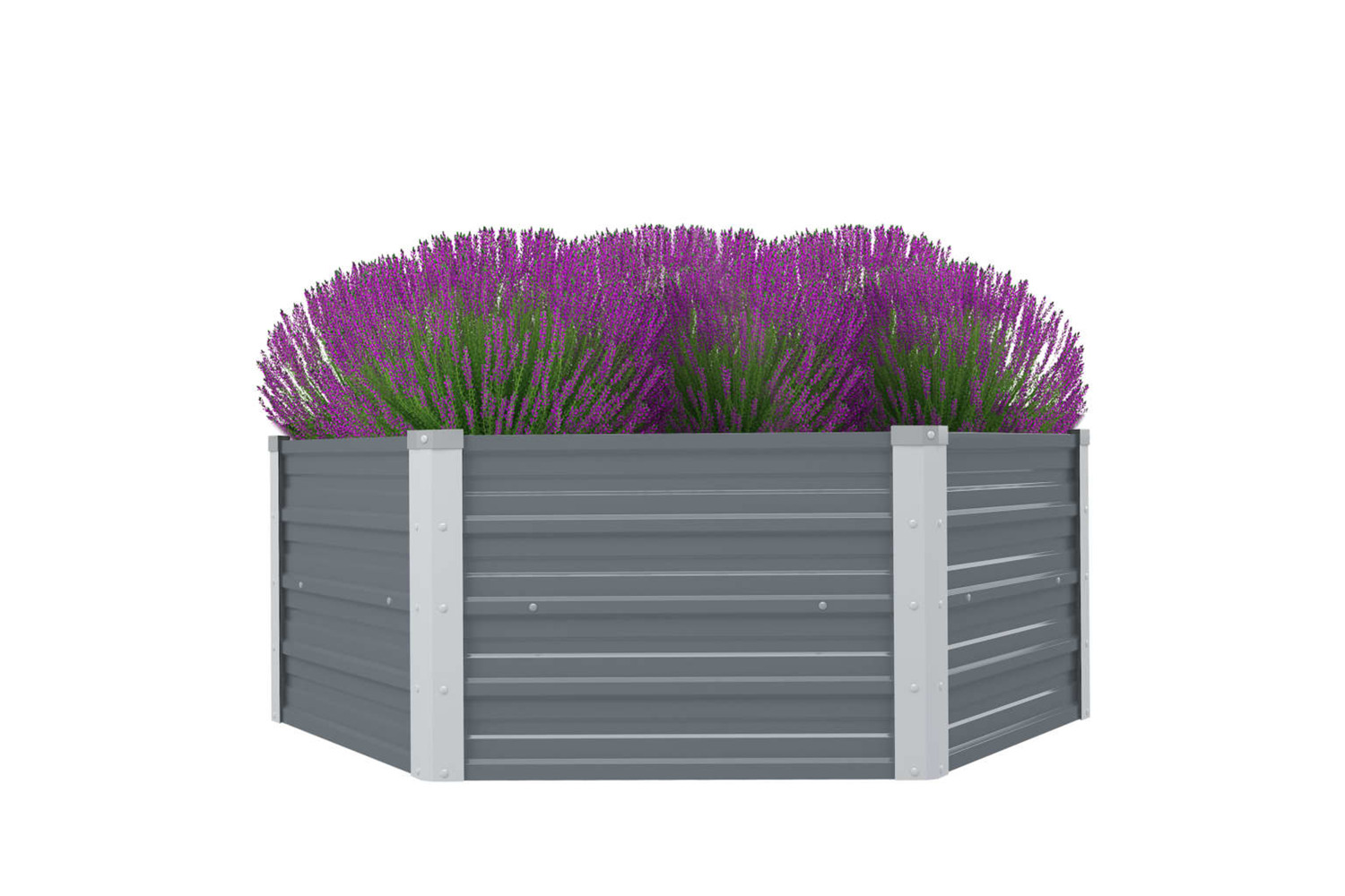 Vidaxl Raised Garden Bed 129x129x46 Cm Galvanised Steel Grey