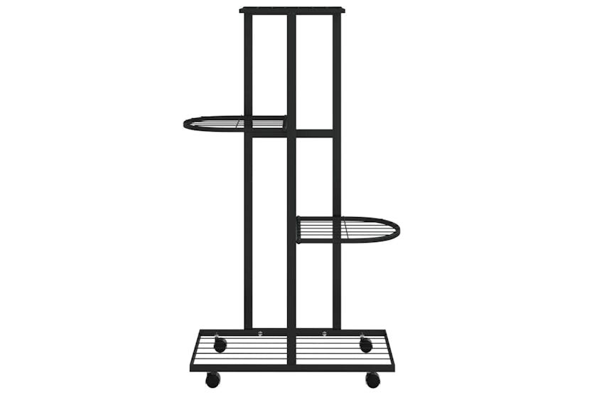 Vidaxl 343115 4-floor Flower Stand With Wheels 44x23x80 Cm Black Iron