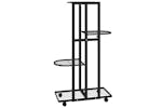 Vidaxl 343115 4-floor Flower Stand With Wheels 44x23x80 Cm Black Iron