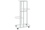 Vidaxl 343116 4-floor Flower Stand With Wheels 44x23x80 Cm White Iron