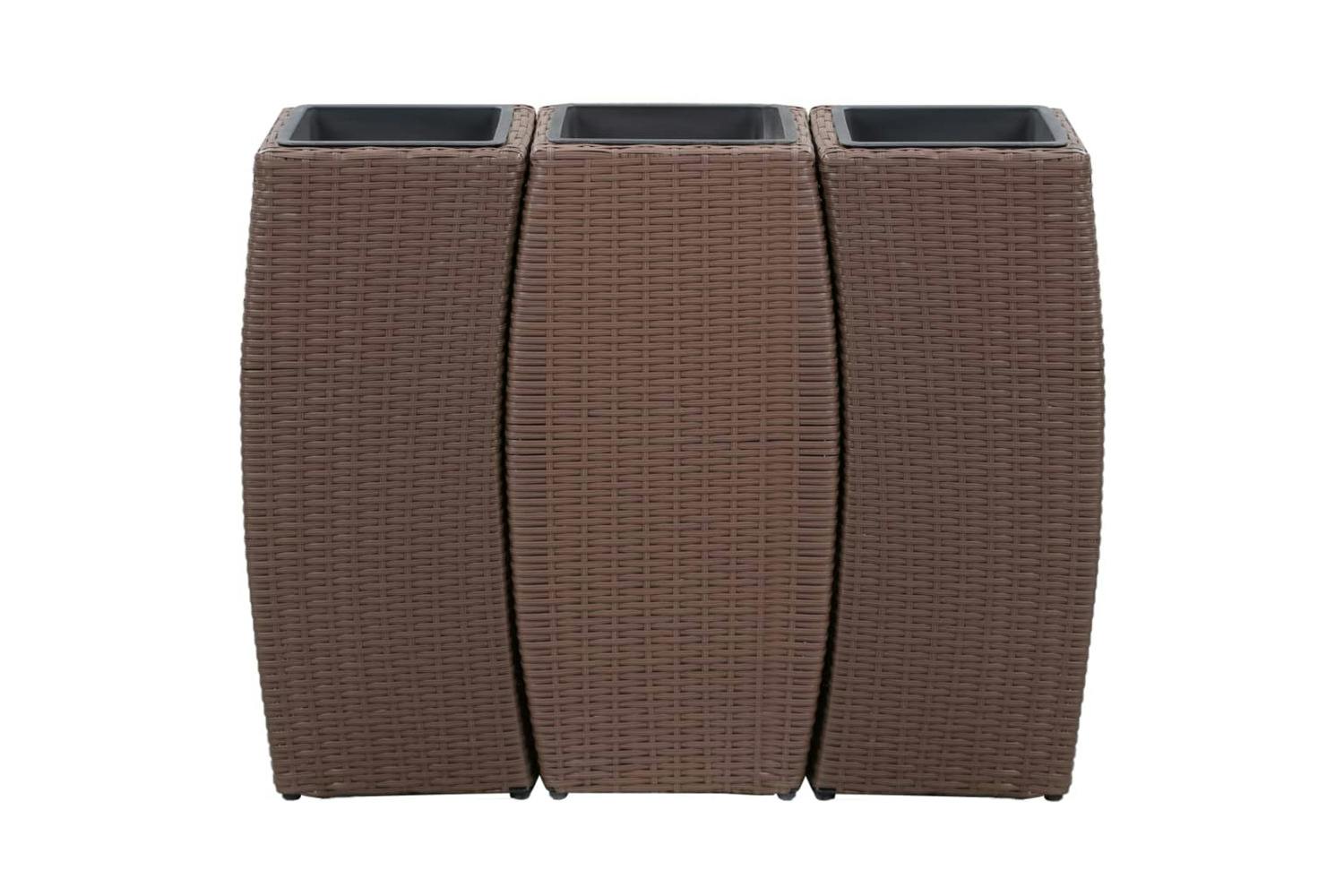 Vidaxl 46941 Garden Raised Beds 3 Pcs Poly Rattan Brown