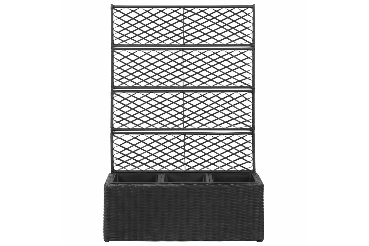 vidaXL 46932 Trellis Raised Bed With 3 Pots 83x30x130cm Poly Rattan Black