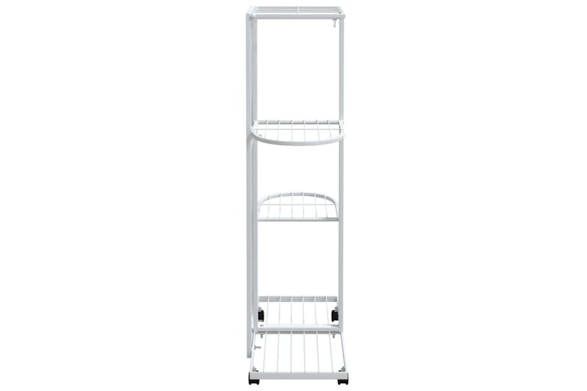 Vidaxl 343116 4-floor Flower Stand With Wheels 44x23x80 Cm White Iron