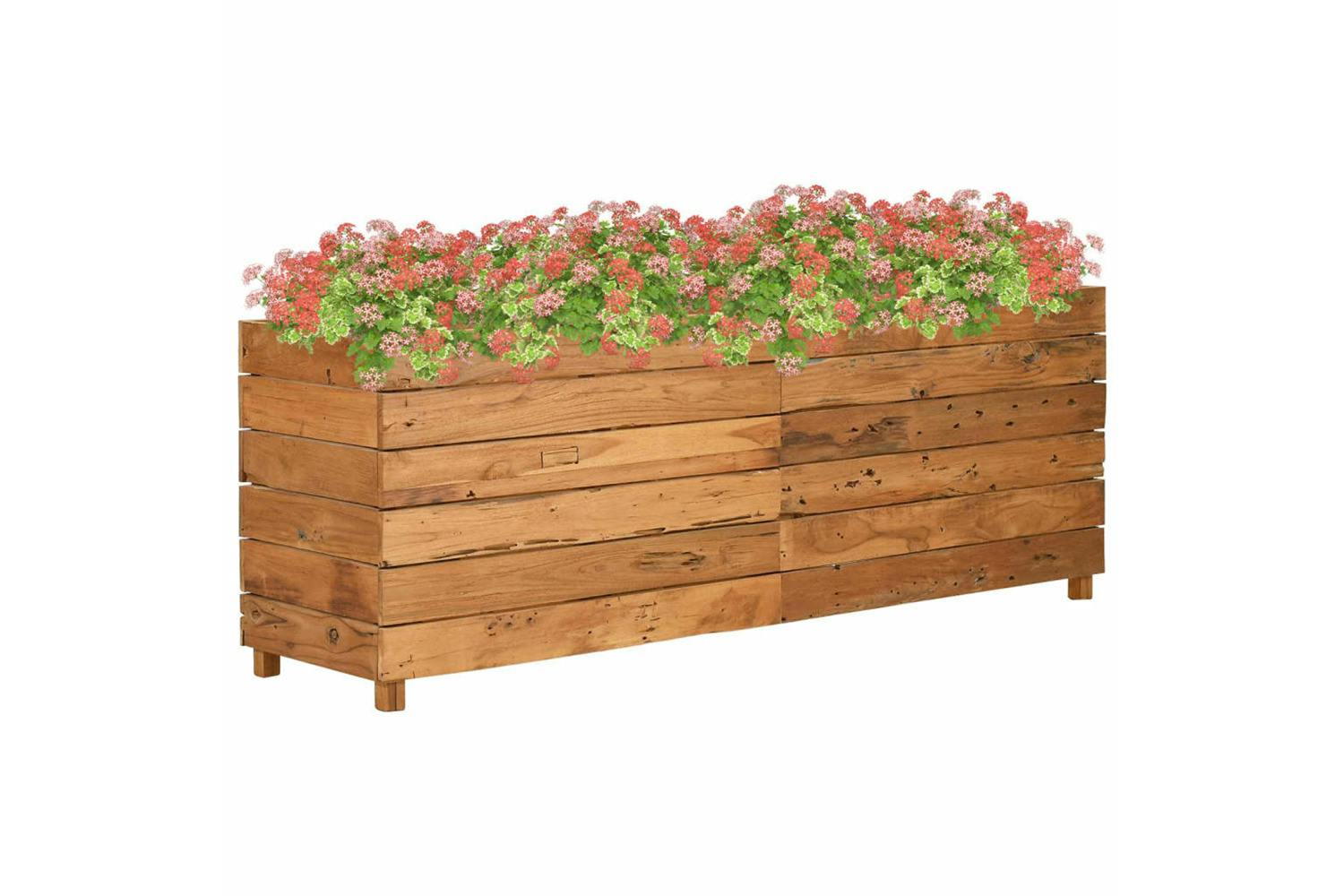 Vidaxl Raised Bed 150x40x55 Cm Recycled Teak Wood And Steel