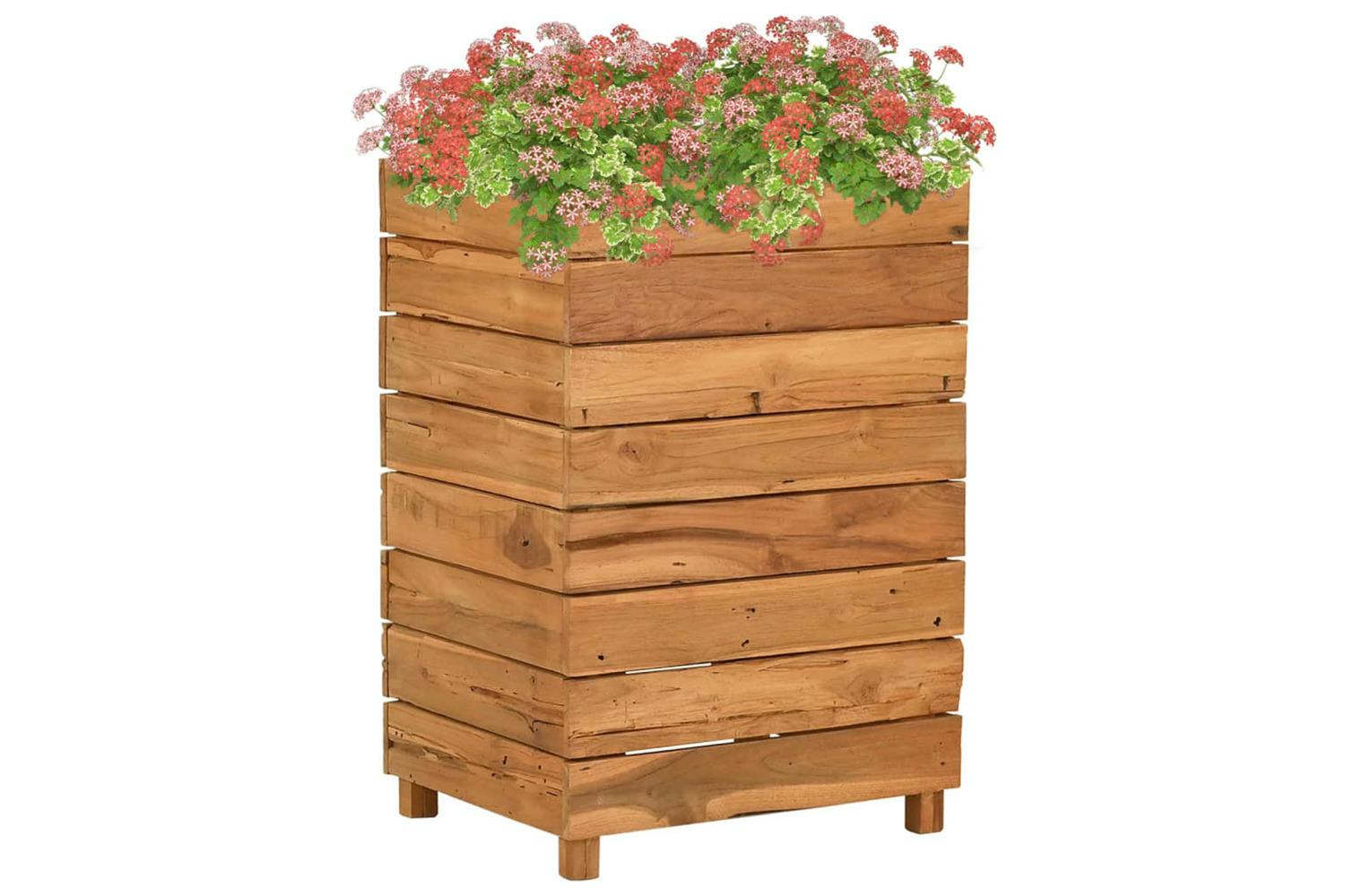 Vidaxl Raised Bed 50x40x72 Cm Recycled Teak Wood And Steel