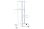 Vidaxl 343116 4-floor Flower Stand With Wheels 44x23x80 Cm White Iron