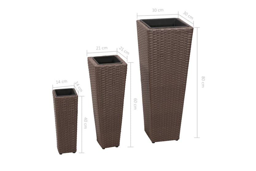 Vidaxl 40535 Garden Raised Beds 3 Pcs Poly Rattan Brown