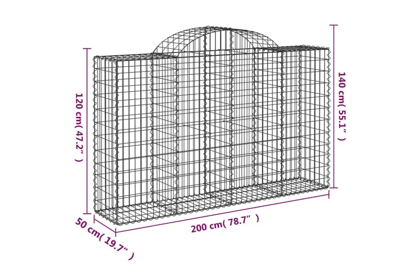 Vidaxl 153496 Arched Gabion Basket 200x50x120/140 Cm Galvanised Iron