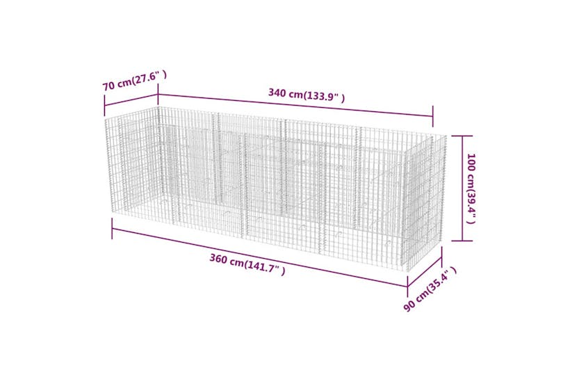 Vidaxl 142553 Gabion Raised Bed Steel 360x90x100 Cm