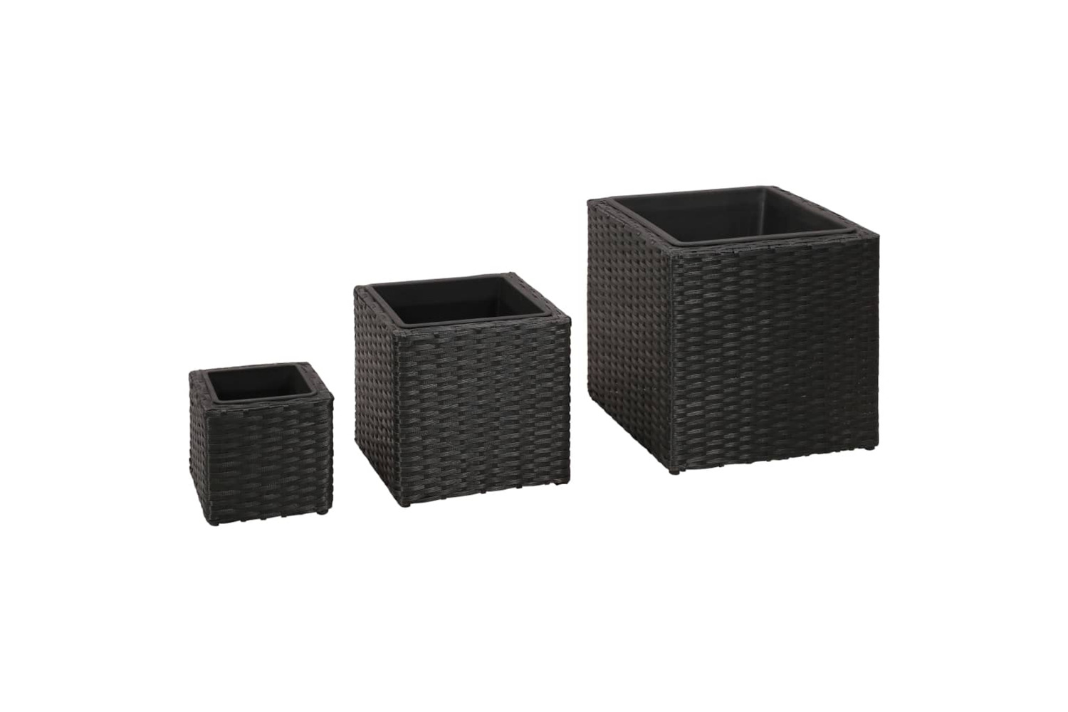 vidaXL 41081 Garden Raised Beds 3 Pcs Poly Rattan Black