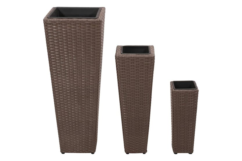 Vidaxl 40535 Garden Raised Beds 3 Pcs Poly Rattan Brown