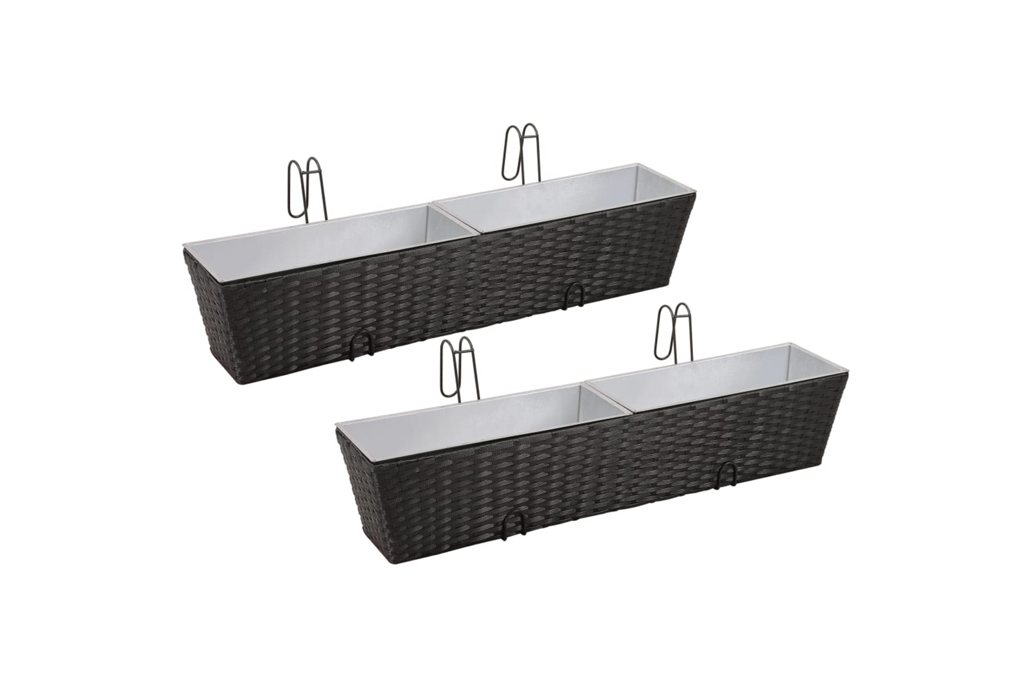 vidaXL 41088 Balcony Trapezoid Rattan Planter Set 80cm 2 Pcs Black