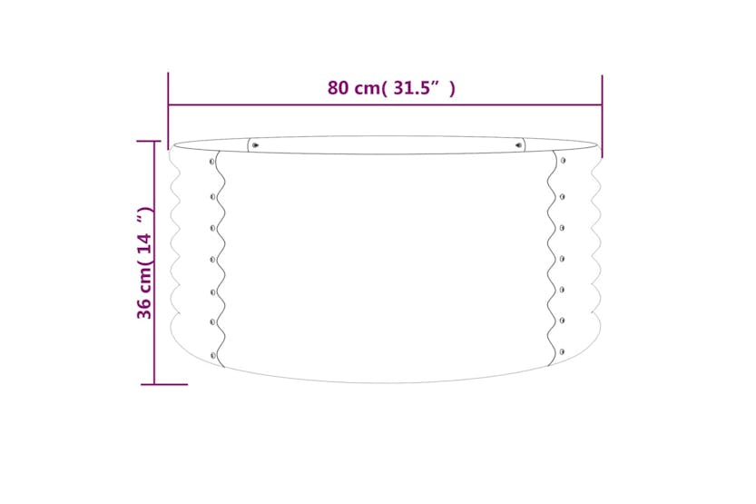 Vidaxl 318854 Garden Planter Powder-coated Steel 80x80x36 Cm Grey