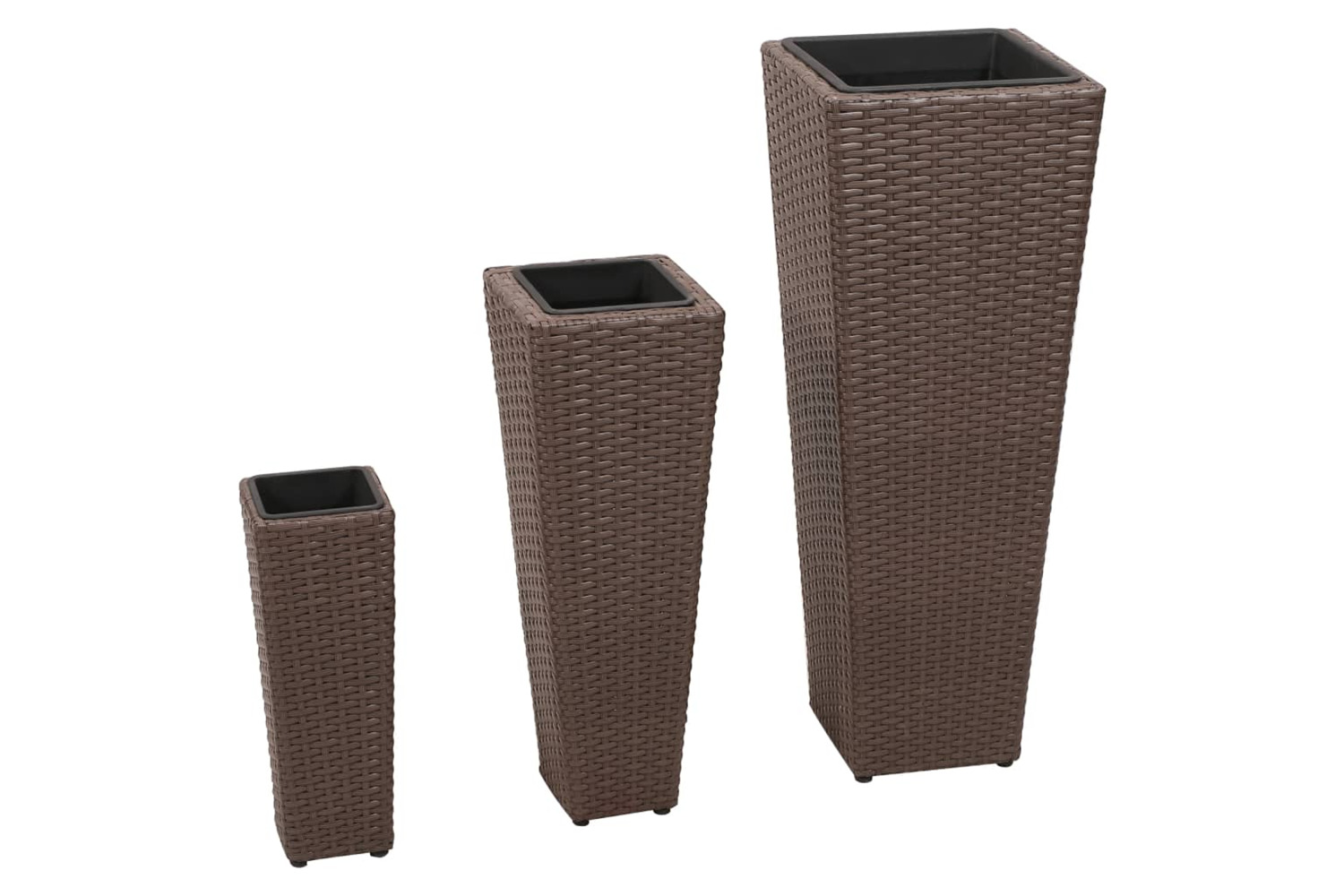 vidaXL 40535 Garden Raised Beds 3 Pcs Poly Rattan Brown