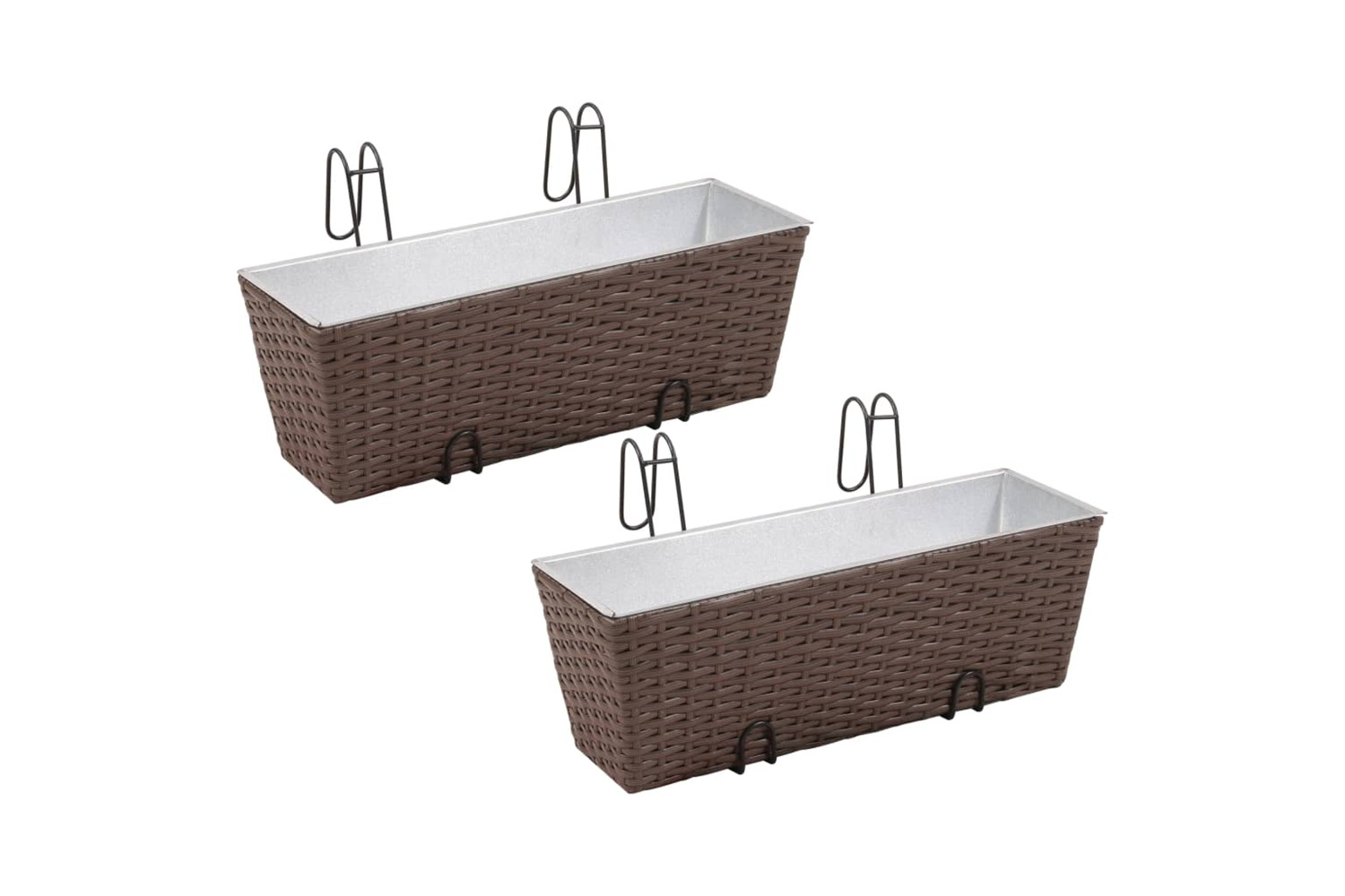 vidaXL 41087 Balcony Trapezoid Rattan Planter Set 50cm 2 Pcs Brown
