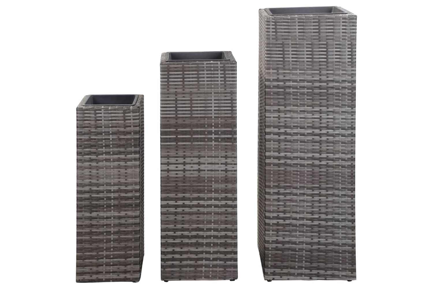 vidaXL 46926 Garden Raised Beds 3 Pcs Poly Rattan Grey