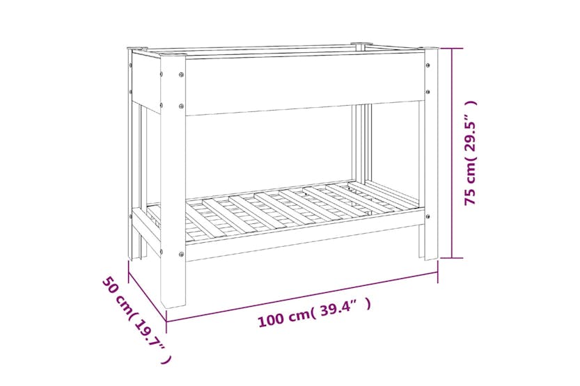 Vidaxl 362569 Garden Raised Bed With Shelf Grey 100x50x75 Cm Wpc